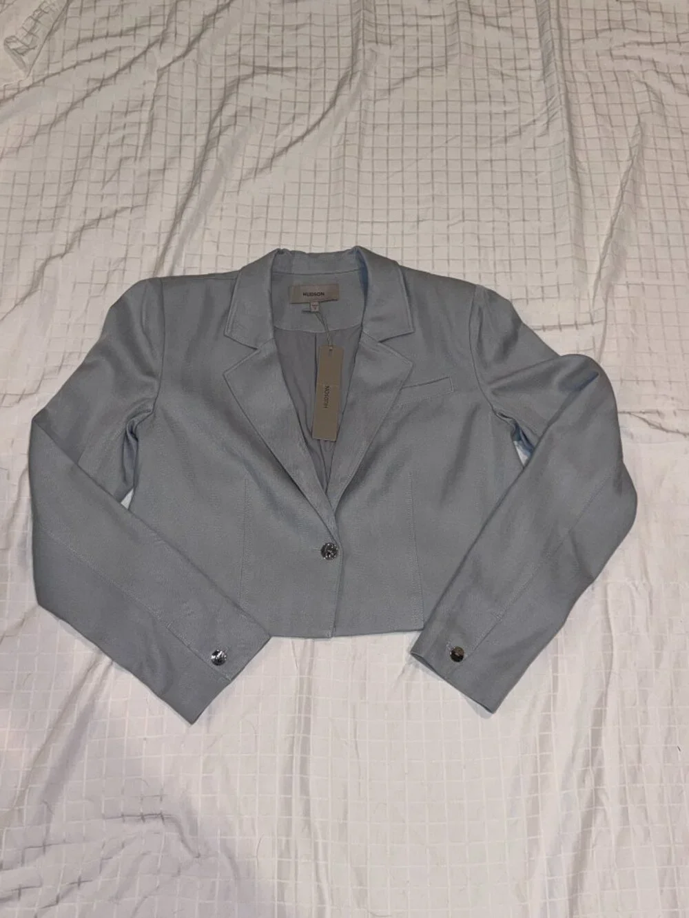 Hudson Herringbone High Rise Cropped Blazer - S